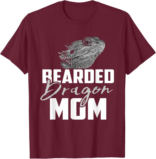 BEARDED Dragon MOM Funny Lizard Lovers Women Kids T-Shirt - T-Shirt | Maroon