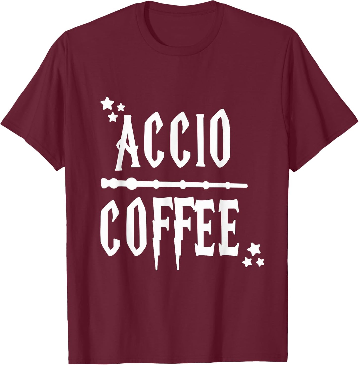 Accio Coffee Wand T-Shirt - T-Shirt | Maroon