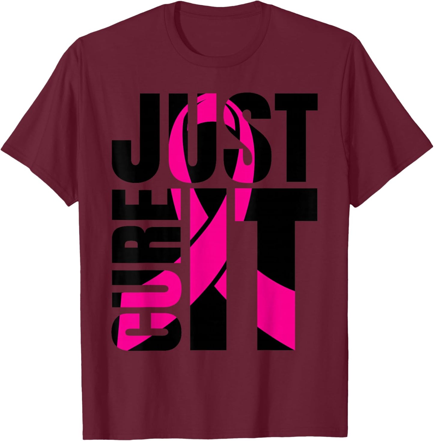 Just Cure It Breast Cancer Awareness Shirts Ribbon Shirt T-Shirt - T-Shirt | Maroon