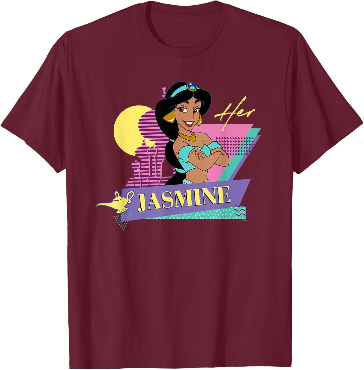 Disney Aladdin Retro ’90s Couples Matching Her Jasmine T-Shirt - T-Shirt | Maroon
