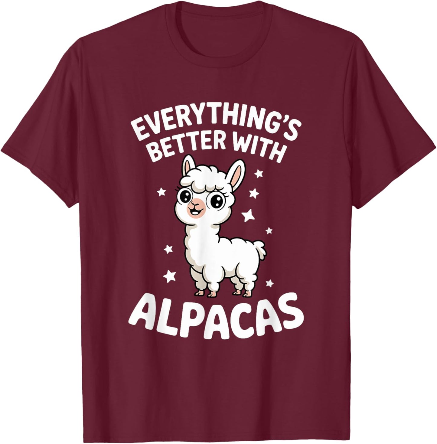 Cute Alpaca Lover Adults or Kids Alpacas T-Shirt - T-Shirt | Maroon
