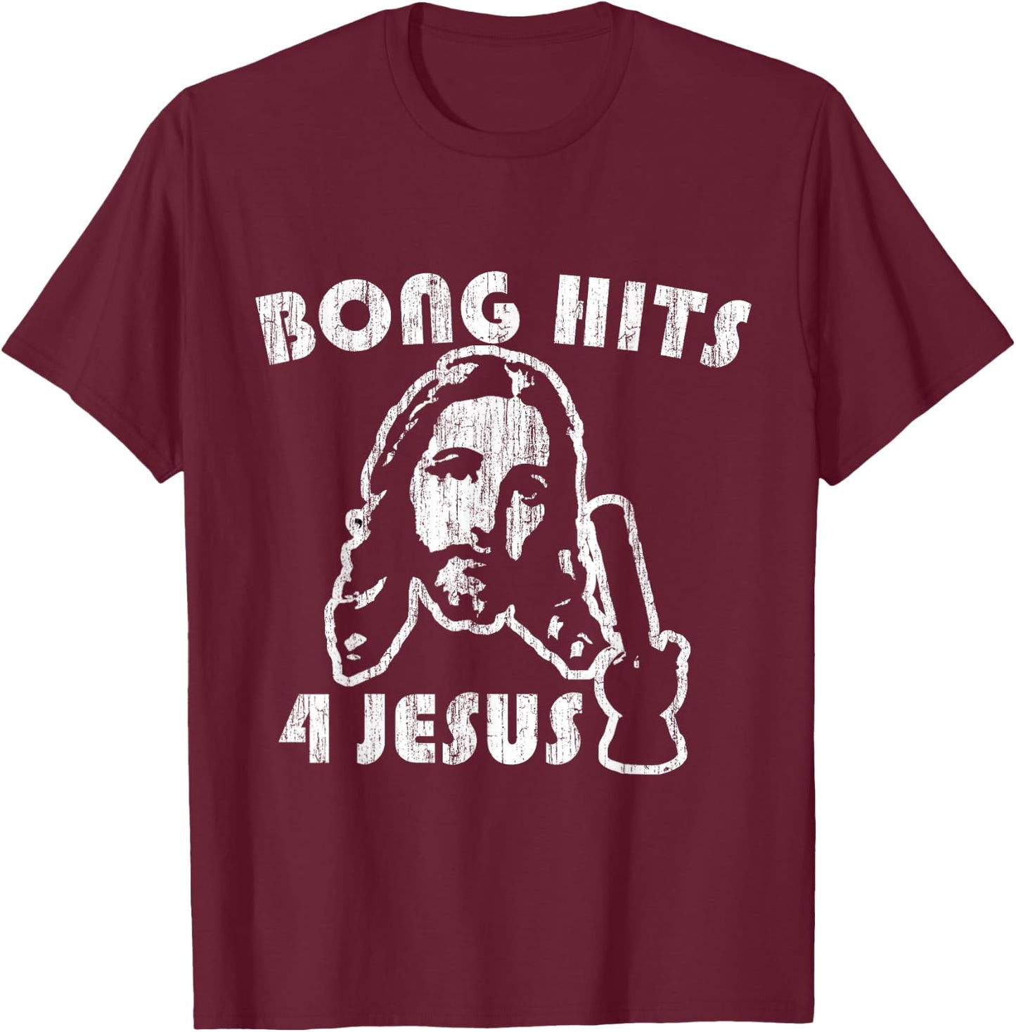 Flippin Sweet Gear Bong Hits 4 Jesus Adult Black Small T-Shirt - T-Shirt | Maroon