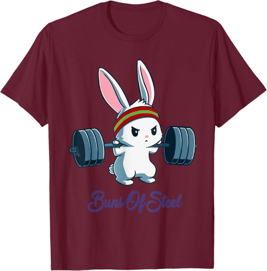 Buns Of Steel Fitness Rabbit Bunny Lover Gym Workout T-Shirt - T-Shirt | Maroon