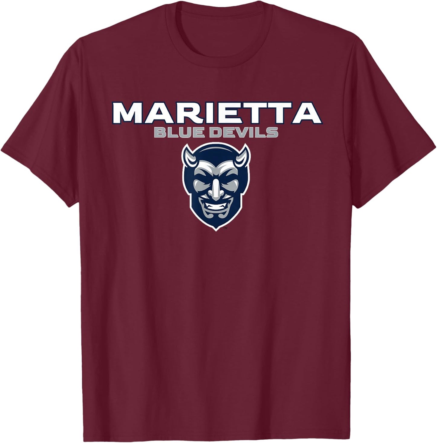 Marietta High School Blue Devils Stacked T-Shirt - T-Shirt | Maroon