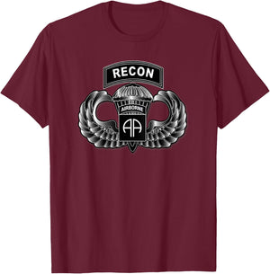 Relaxed Lifestyle Products 82nd Airborne Recon (Back) T-Shirt - T-Shirt | Maroon