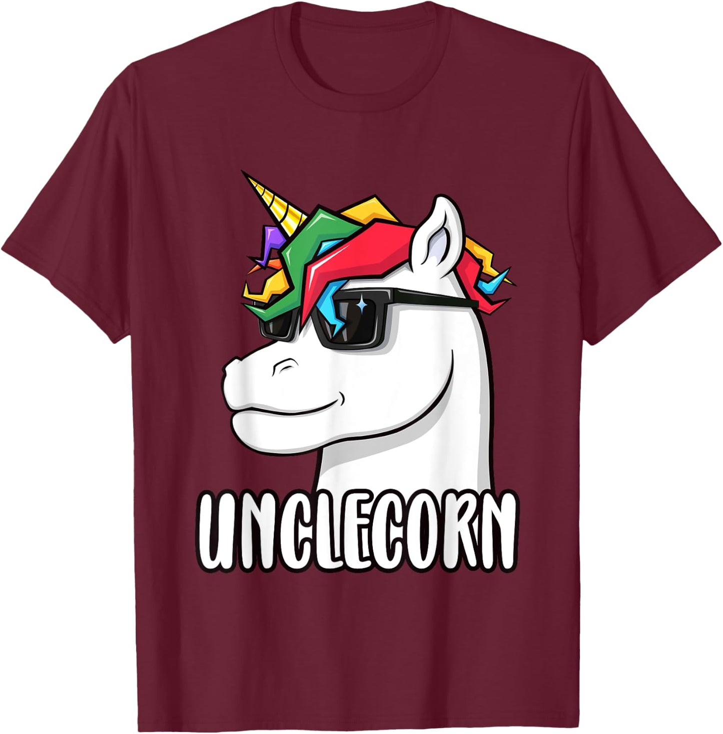 Unclecorn - Unicorn Uncle - Funny Birthday Gift T-Shirt - T-Shirt | Maroon
