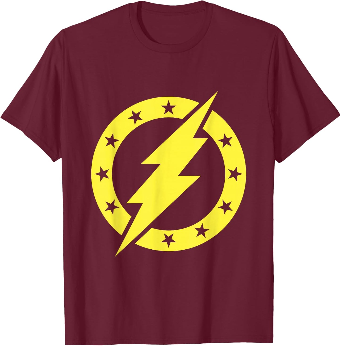 ThunderBolt and Lightning Circle Stars Logo Band Shirt T-Shirt - T-Shirt | Maroon