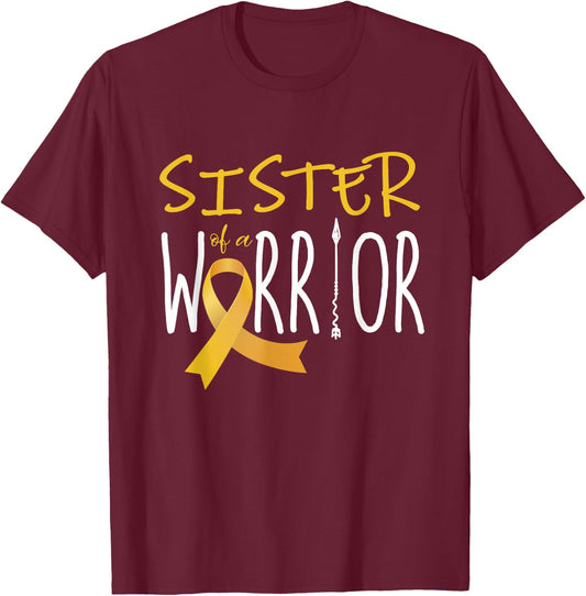Childhood cancer awareness Sister of a warrior T-Shirt - T-Shirt | Maroon