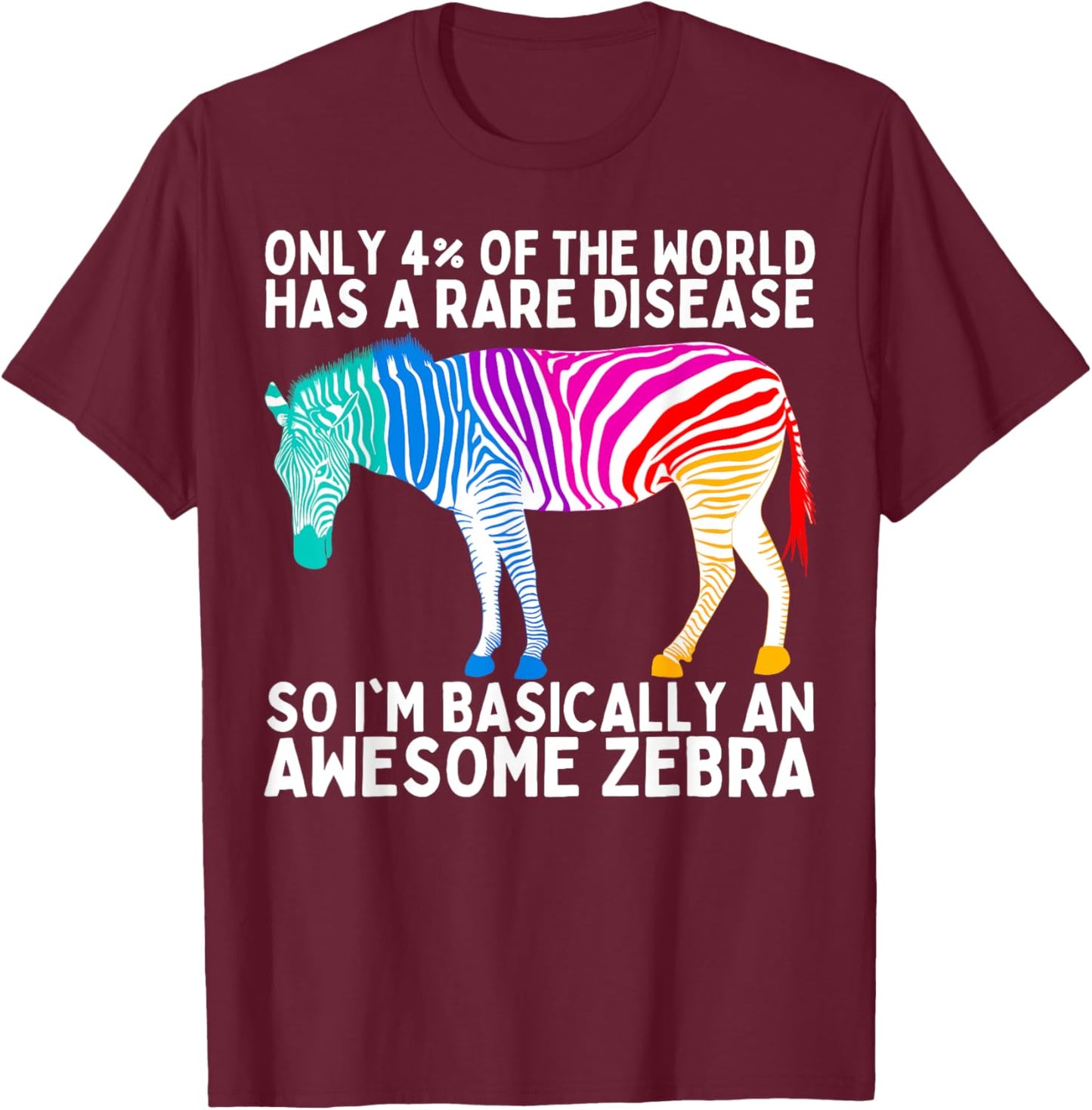 Rare Disease Awareness Day Zebra Ribbon T-Shirt - T-Shirt | Maroon