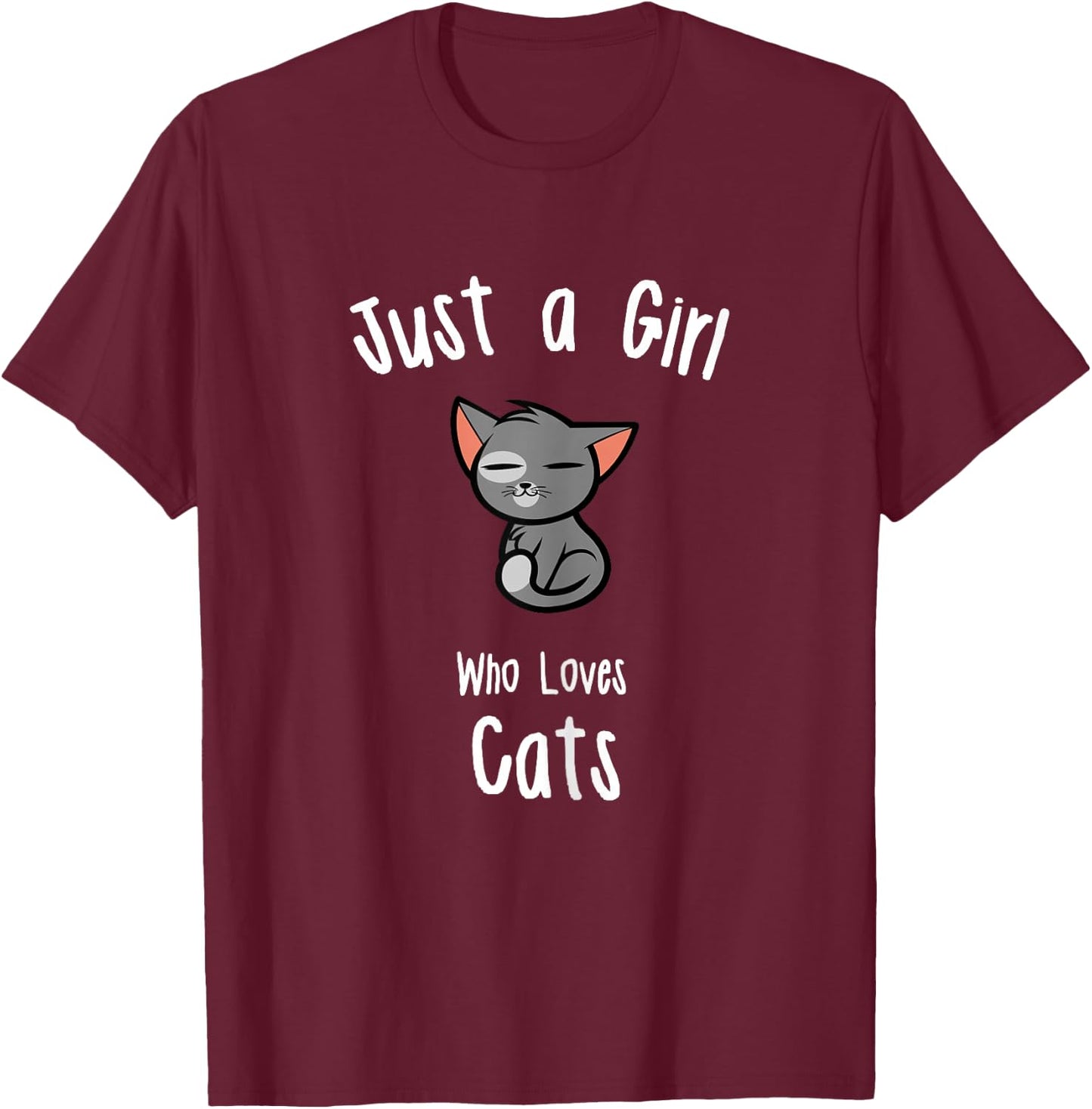 Cat Shirt for Girls T-Shirt - T-Shirt | Maroon