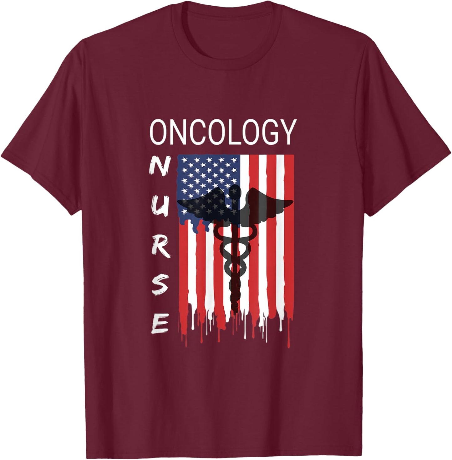 Oncology Nursing Proud & Cool US Flag Patriot Shirt T-Shirt - T-Shirt | Maroon