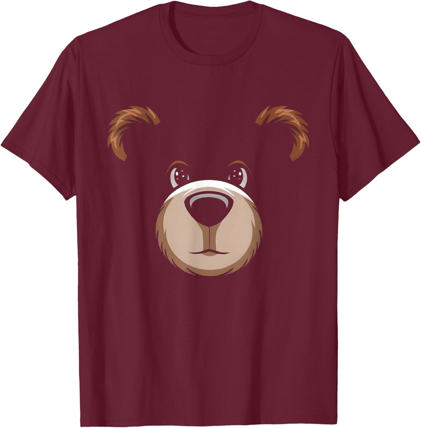 Bear Face Halloween Costume Brown Bear Animal Kids T-Shirt - T-Shirt | Maroon