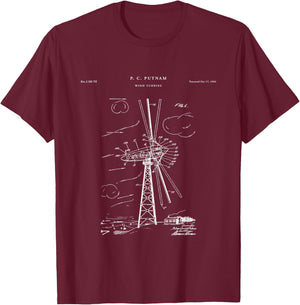 Wind Turbine Patent - Turbine T-Shirt - T-Shirt | Maroon