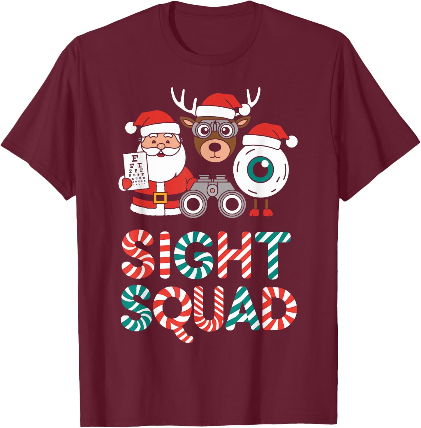 Cute Sight Squad Christmas Eye Doctor Christmas Optician T-Shirt - T-Shirt | Maroon