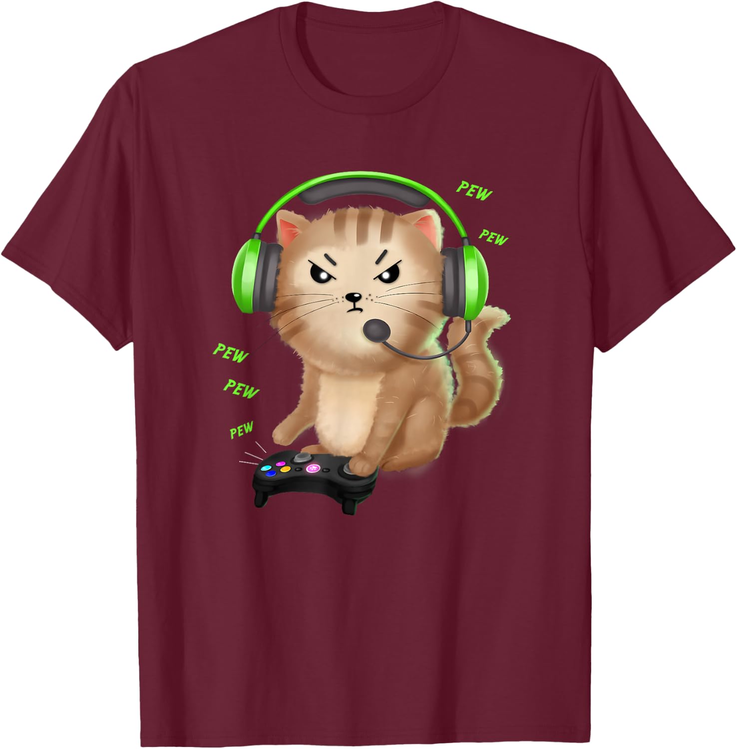 Cat Gaming Gift Video Games Lover Nerd Girl T-Shirt - T-Shirt | Maroon