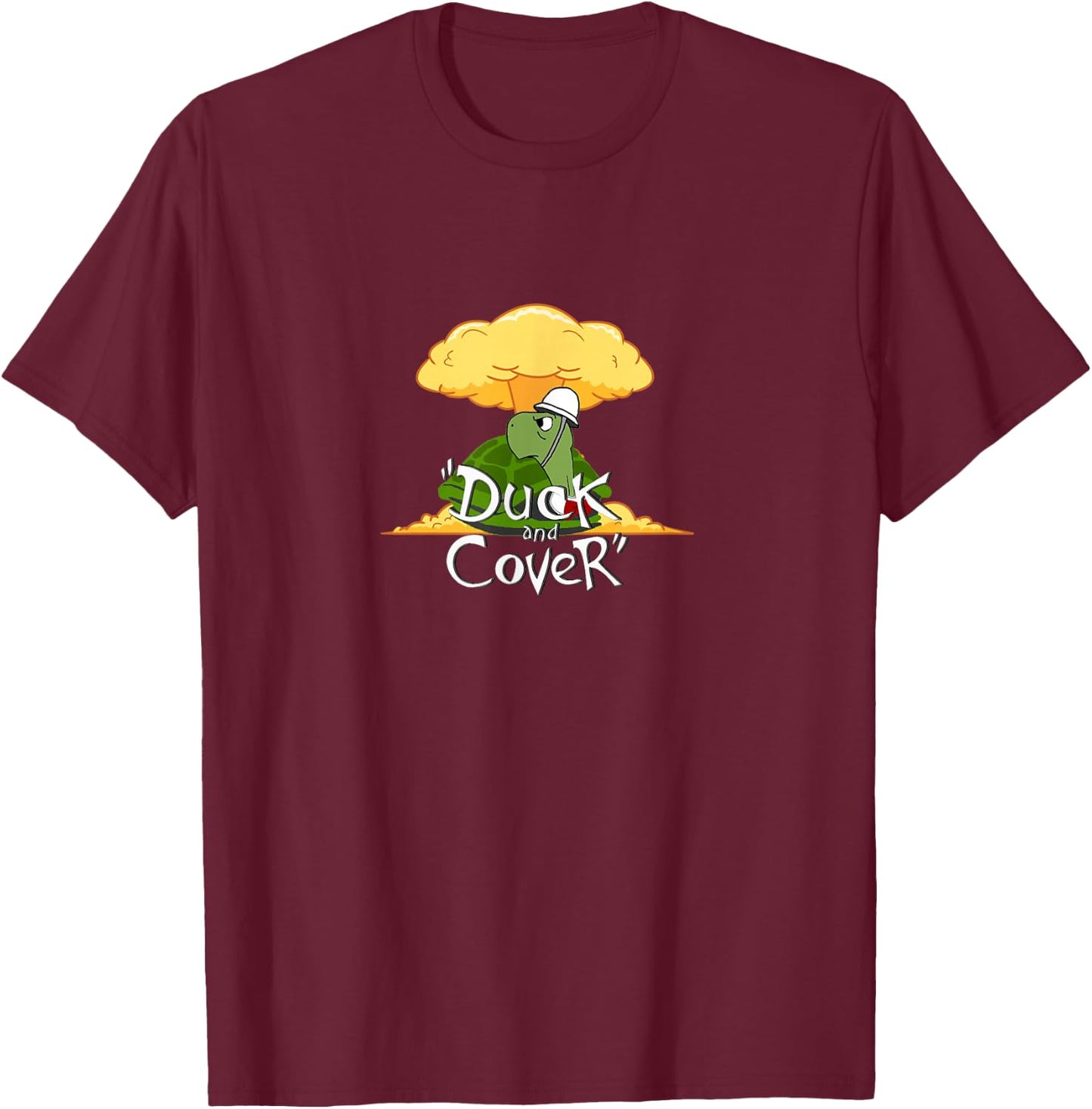 Bert the Turtle Duck and Cover T-Shirt - T-Shirt | Maroon
