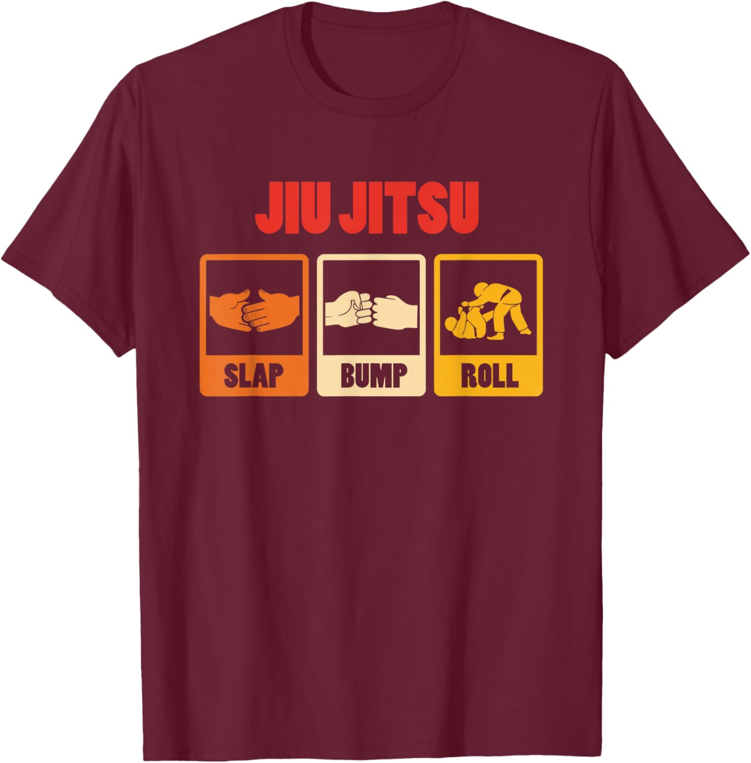 Jiu Jitsu Slap Bump Roll Retro Vintage T-Shirt - T-Shirt | Maroon