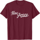 New Jersey NJ Vintage Sports Script Retro T-Shirt - T-Shirt | Maroon