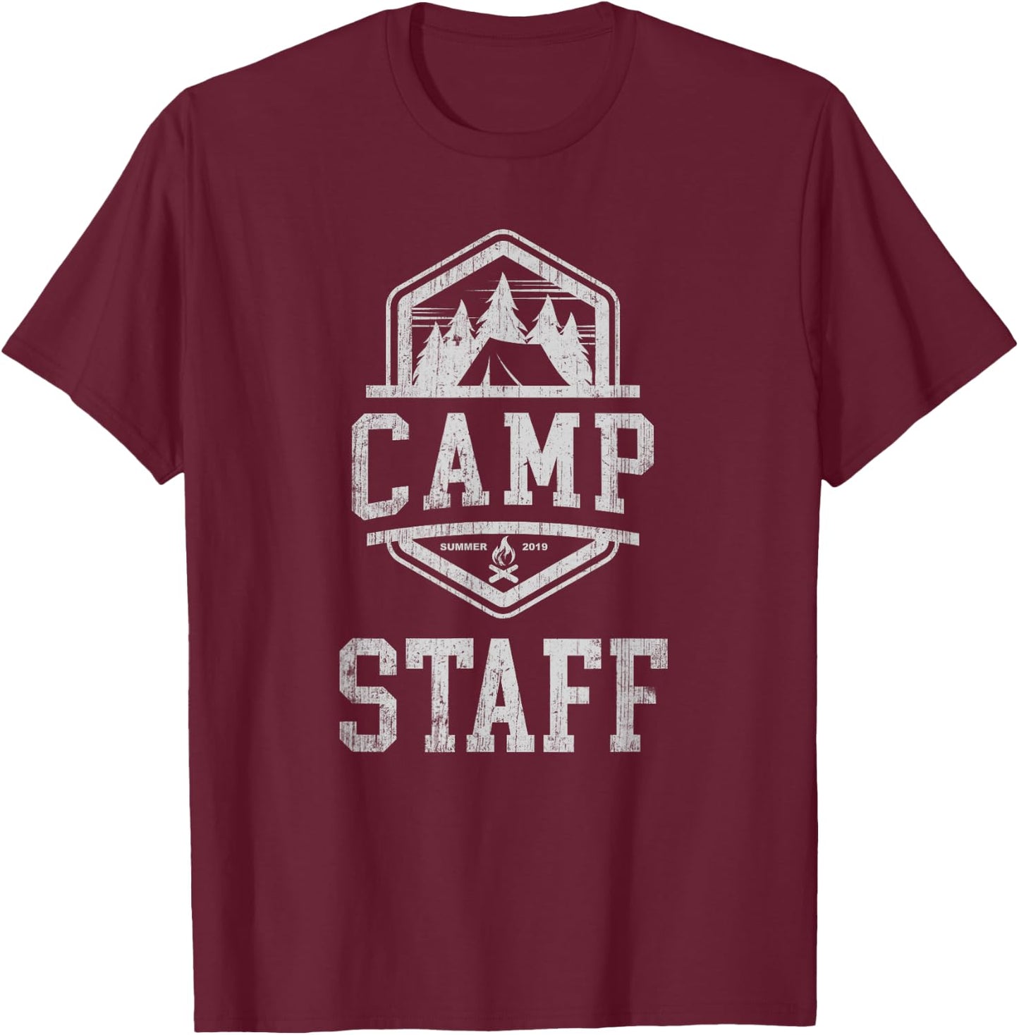 CAMP STAFF Campground Crew Summer Camping Counselor Director T-Shirt - T-Shirt | Maroon