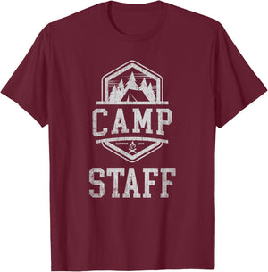 CAMP STAFF Campground Crew Summer Camping Counselor Director T-Shirt - T-Shirt | Maroon