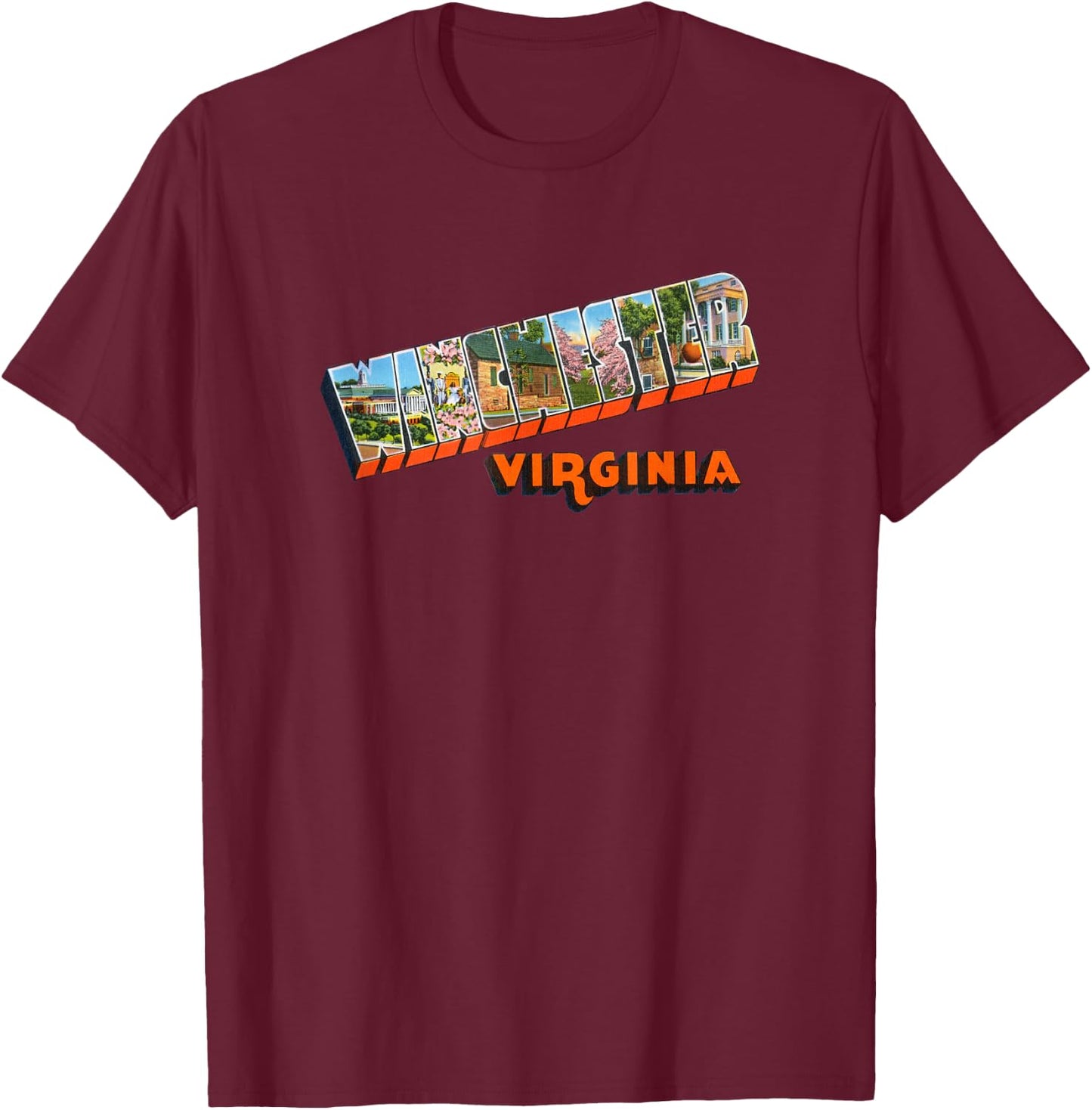Winchester VA T Shirt Retro Vintage Virginia Souvenir T-Shirt - T-Shirt | Maroon