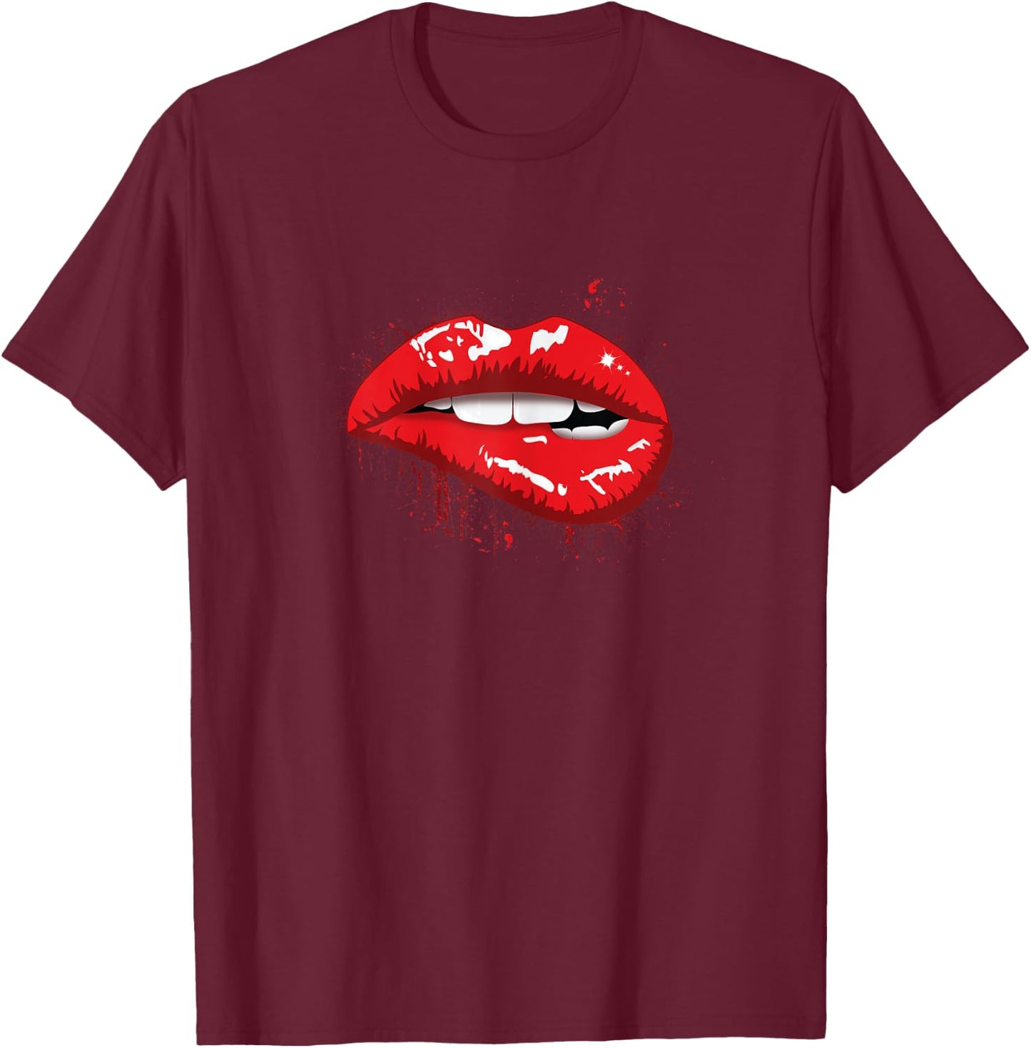 Red Lips Kiss Girl t Shirt Birthday Christmas Gift T-Shirt - T-Shirt | Maroon
