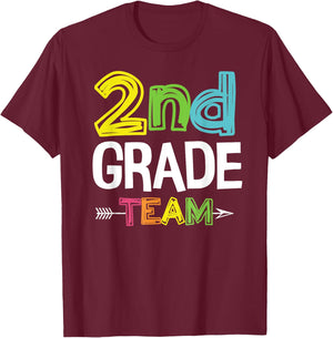 2nd Grade Team 2nd Grade Squad Teacher Gifts Women Girls Kids T-Shirt - T-Shirt | Maroon