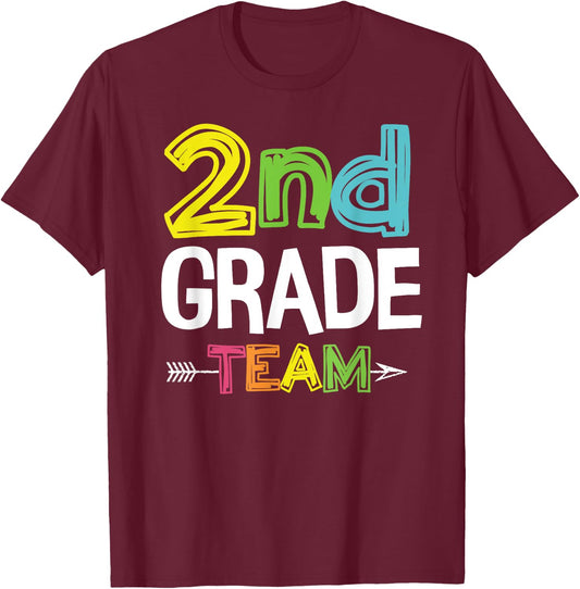 2nd Grade Team 2nd Grade Squad Teacher Gifts Women Girls Kids T-Shirt - T-Shirt | Maroon