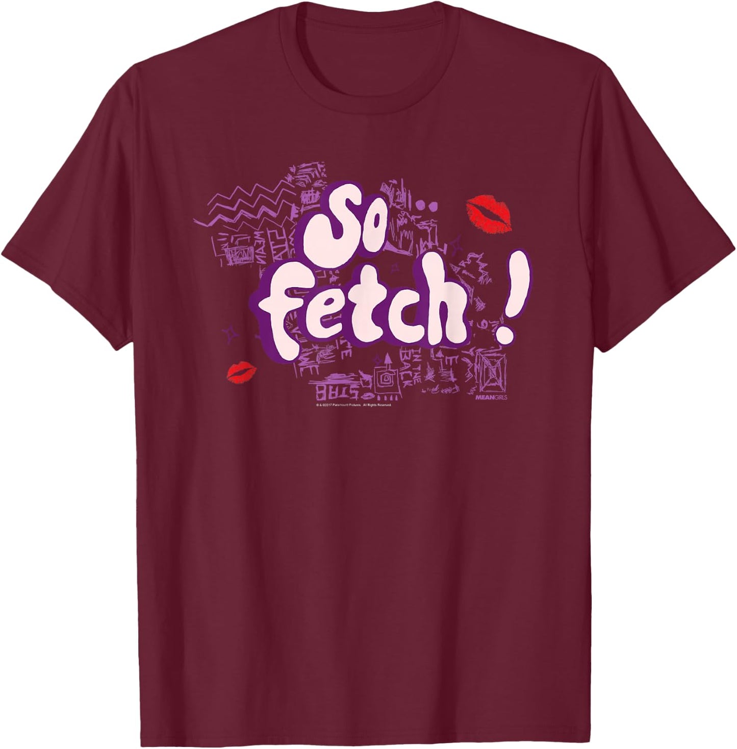 Mean Girls So Fetch! Illustrated Type Y2K Movie T-Shirt - T-Shirt | Maroon