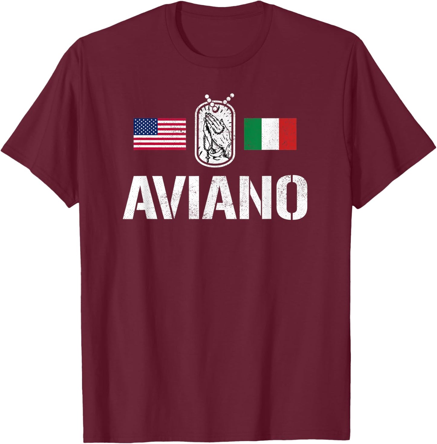 Support Deployed in Italy Military Deployment in Aviano T-Shirt - T-Shirt | Maroon