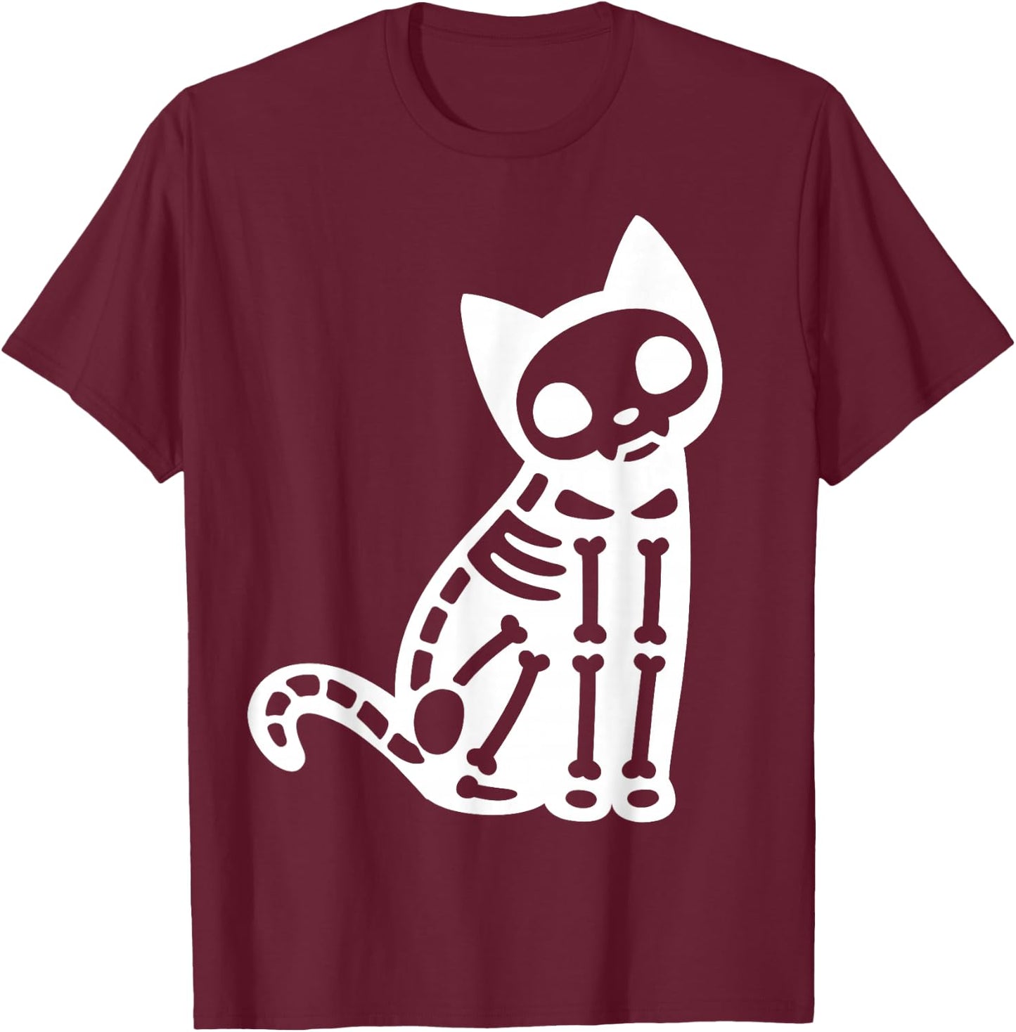 Skeleton Cat Halloween Costume T-Shirt - T-Shirt | Maroon