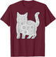 Adult Coloring Book - CAT Mandala Flowers T-Shirt - T-Shirt | Maroon
