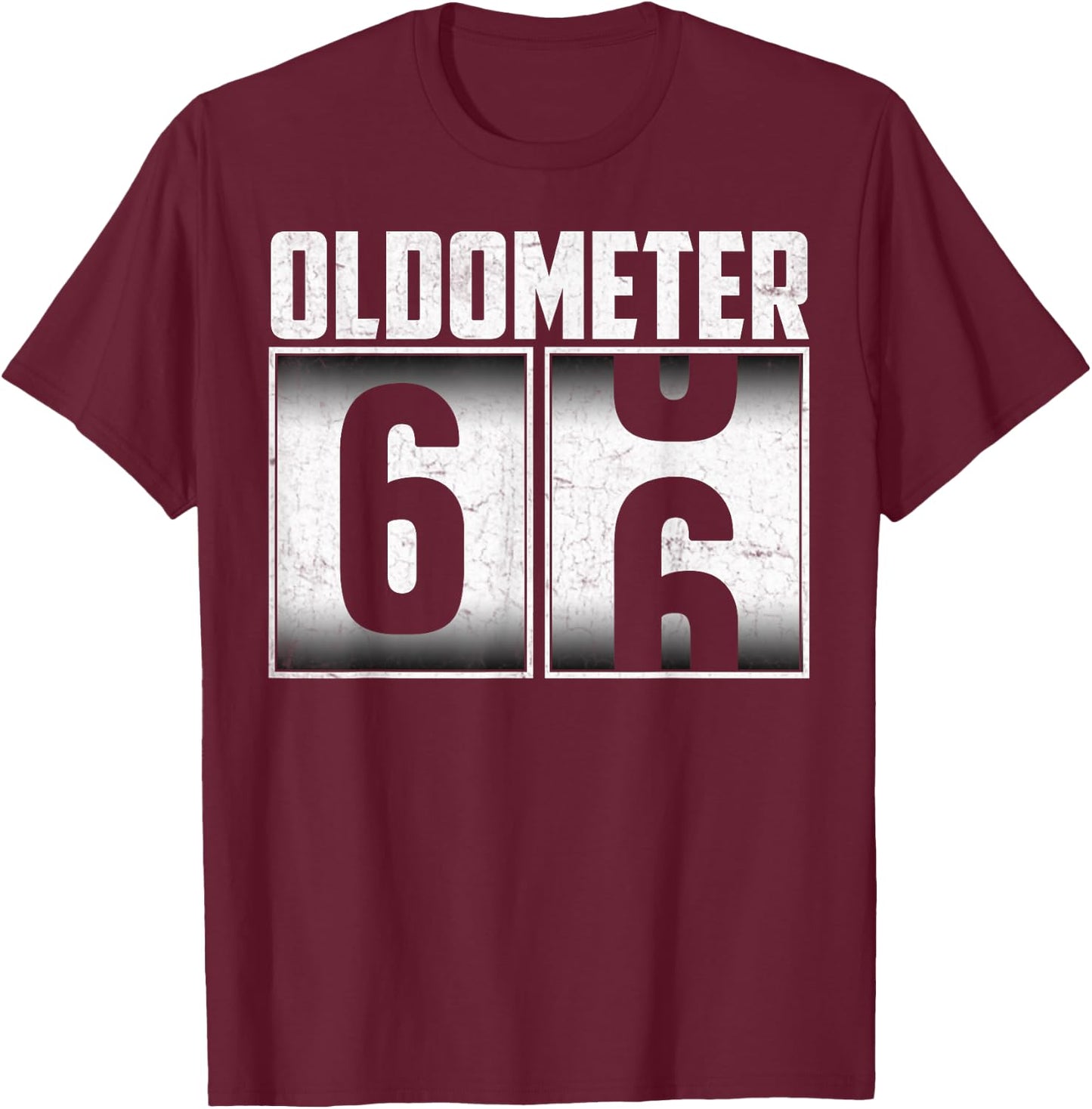 Vintage Oldometer 66 Biker Riding 66th Birthday 66 Years Old T-Shirt - T-Shirt | Maroon