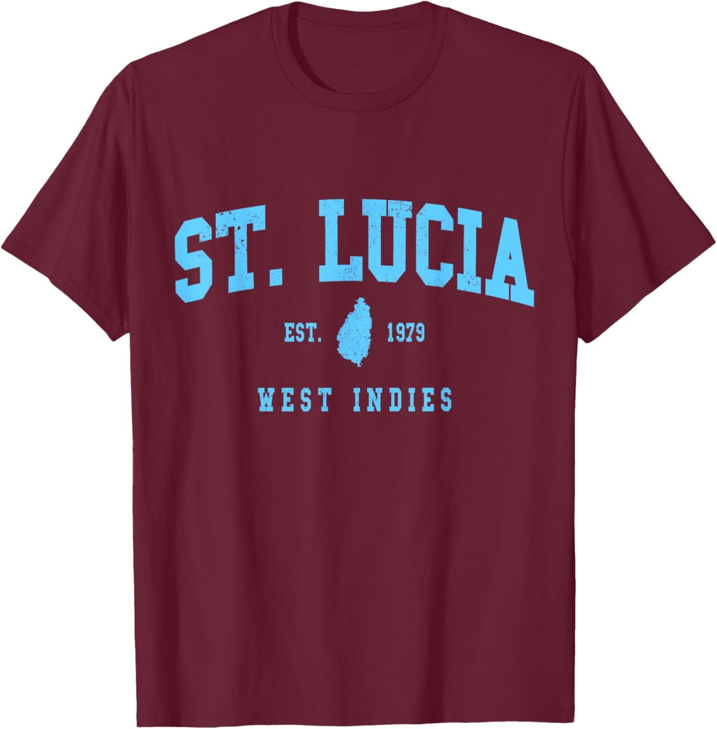 St. Lucia West Indies Pride Souvenir Vintage T-Shirt - T-Shirt | Maroon