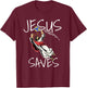 Funny Jesus Saves Volleyball Gift Volleyball Team T-Shirt - T-Shirt | Maroon