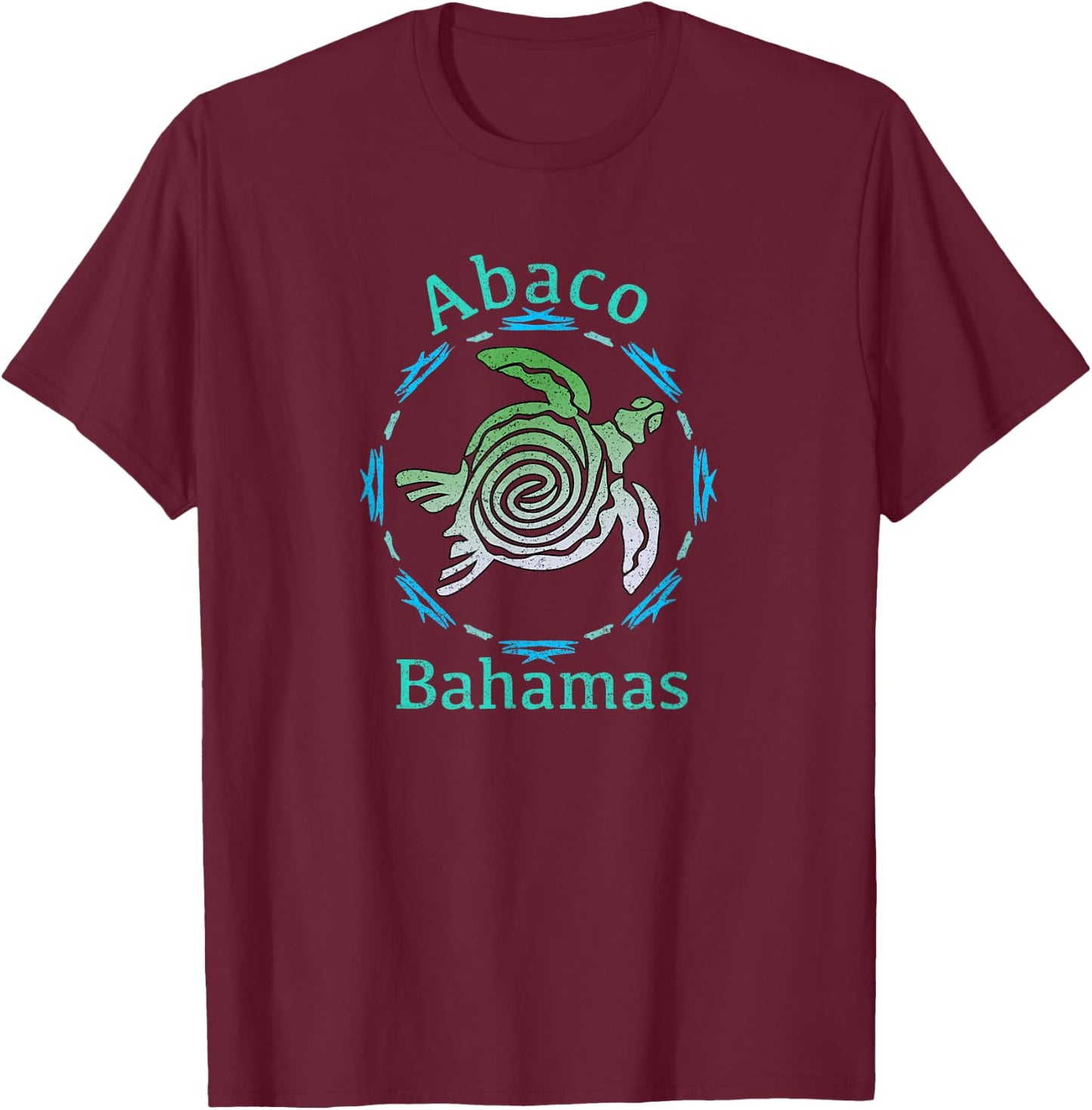 Abaco Bahamas Vintage Tribal Turtle T-Shirt - T-Shirt | Maroon