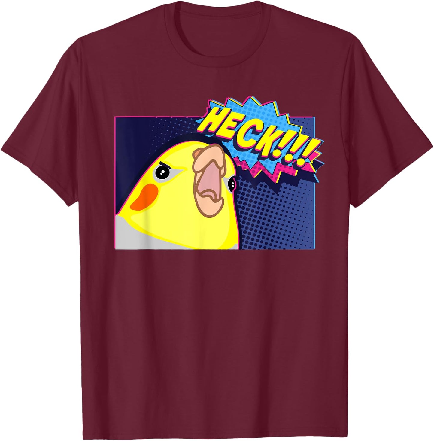 Heck Cockatiel, Birb memes, Funny angry Parrot lover T-Shirt - T-Shirt | Maroon