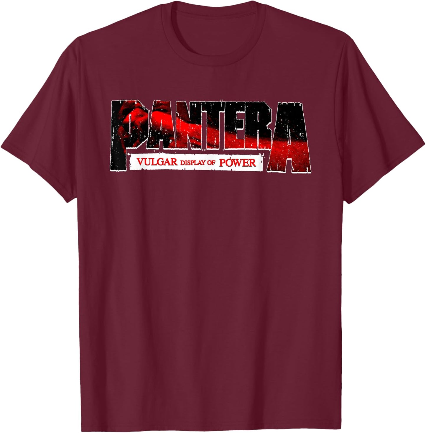 Pantera Official Vulgar Display Of Power Logo Red T-Shirt - T-Shirt | Maroon