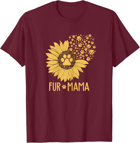 Dog Mom Shirt - Dog Fur Mama T-Shirt - T-Shirt | Maroon