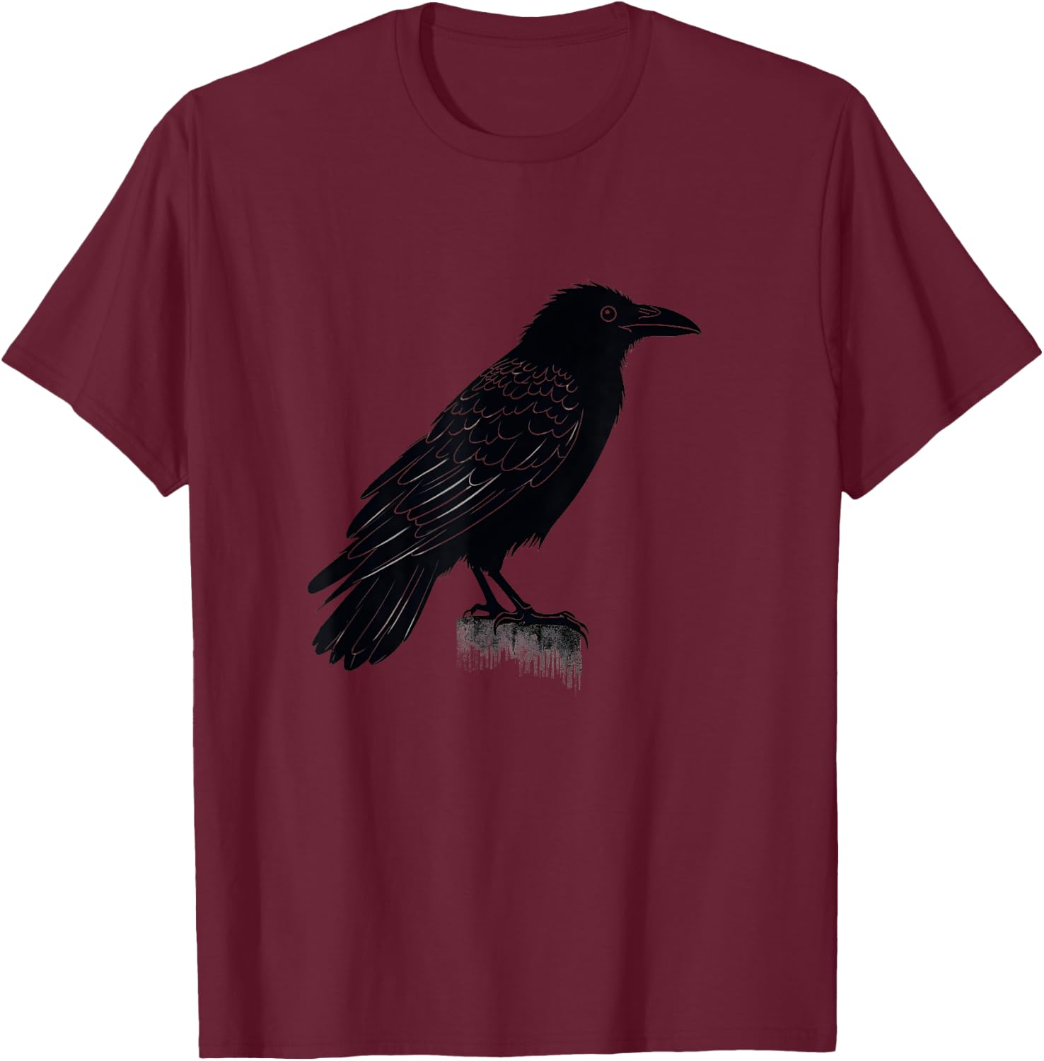 Vintage Crow Black Illustration Raven T-Shirt - T-Shirt | Maroon