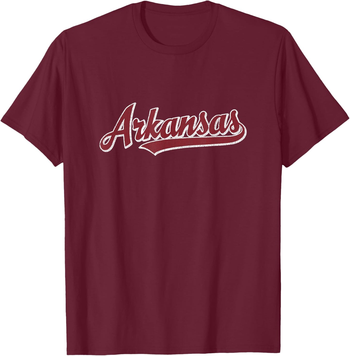 Arkansas T Shirt Vintage Sports Design Retro Script T-Shirt - T-Shirt | Maroon