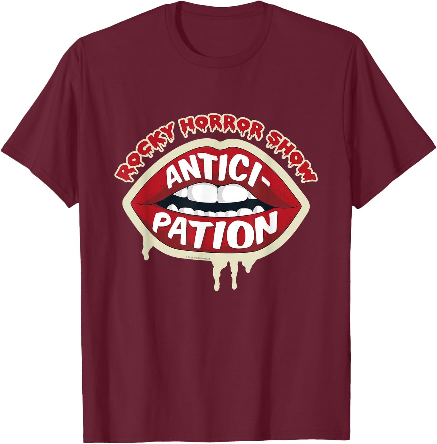 Rocky Horror Show Anticipation Dr Frank-N-Furter Quote Lips T-Shirt - T-Shirt | Maroon