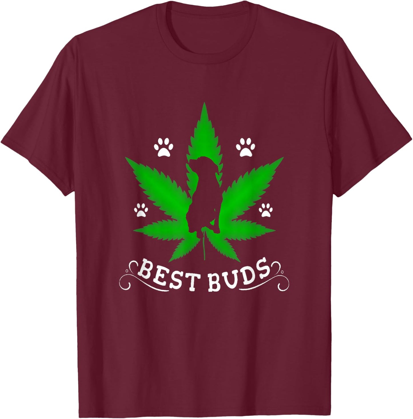 Best Buds Funny Pitbull Weed Dog Gift T-Shirt - T-Shirt | Maroon