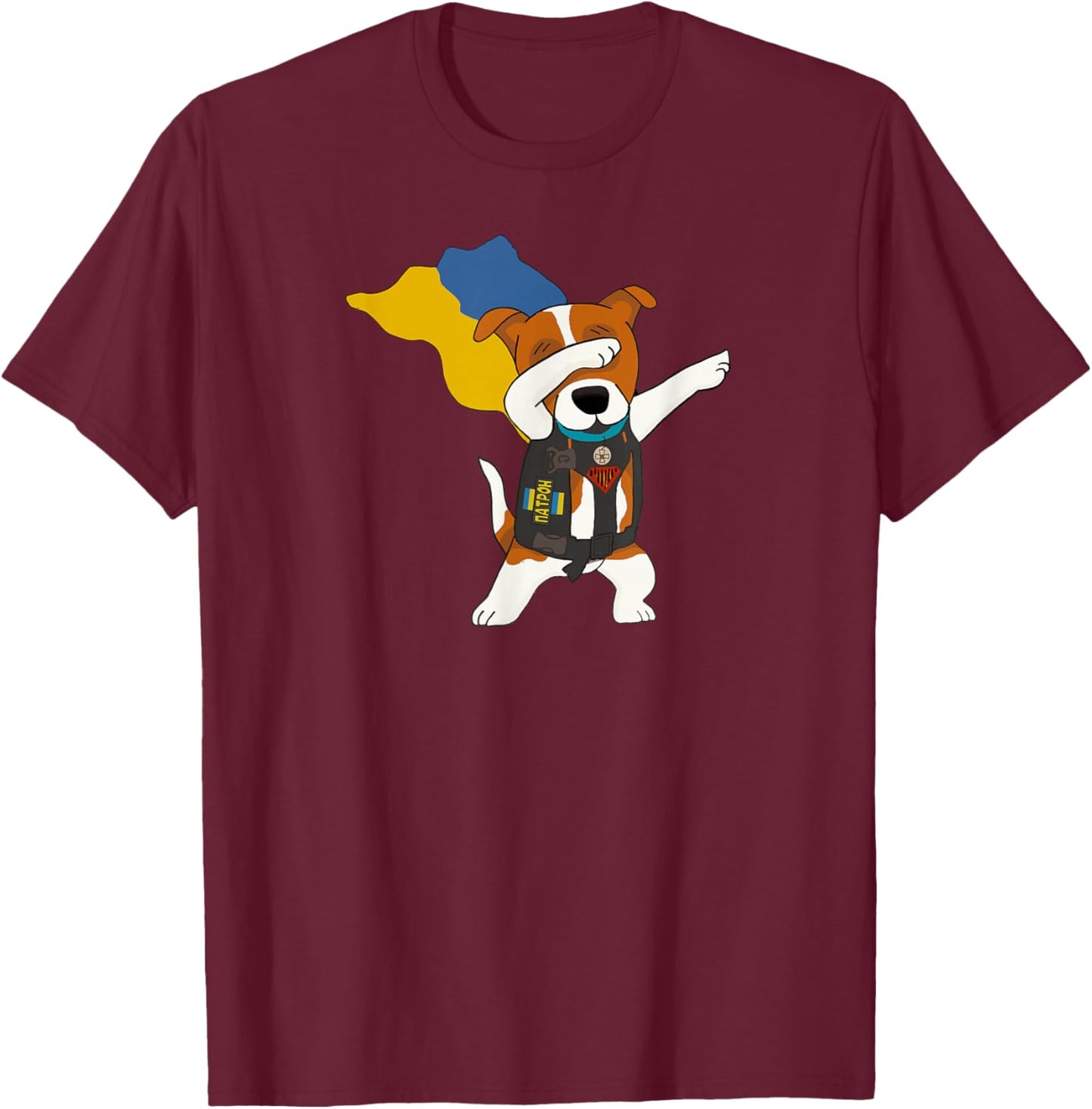 Dog Patron | Ukrainian Dog | Jack Russell Terrier | Ukraine T-Shirt - T-Shirt | Maroon