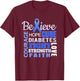 Diabetes Awareness T Shirt Blue Ribbon Diabetes Word Shirt T-Shirt - T-Shirt | Maroon