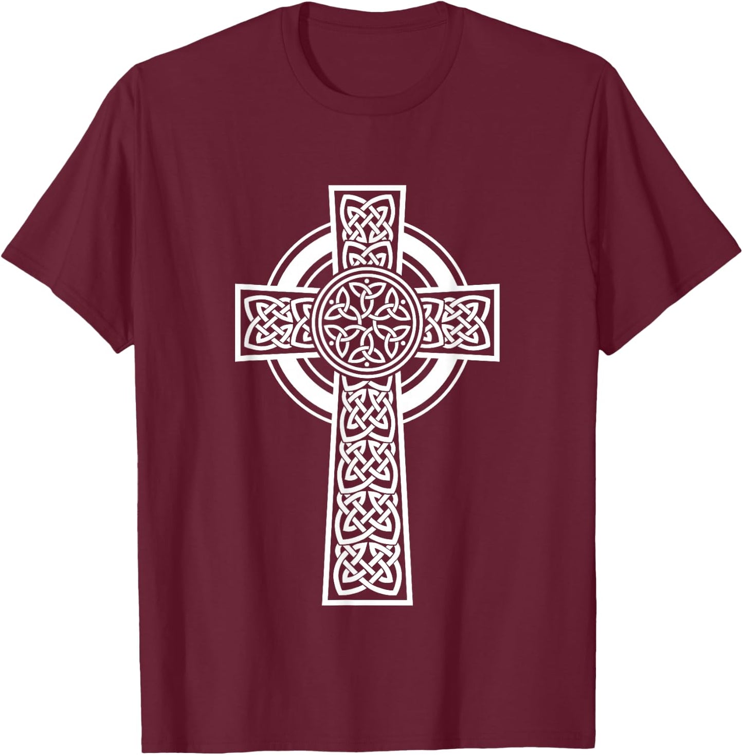 Irish Celtic Knotwork Cross T-Shirt - T-Shirt | Maroon