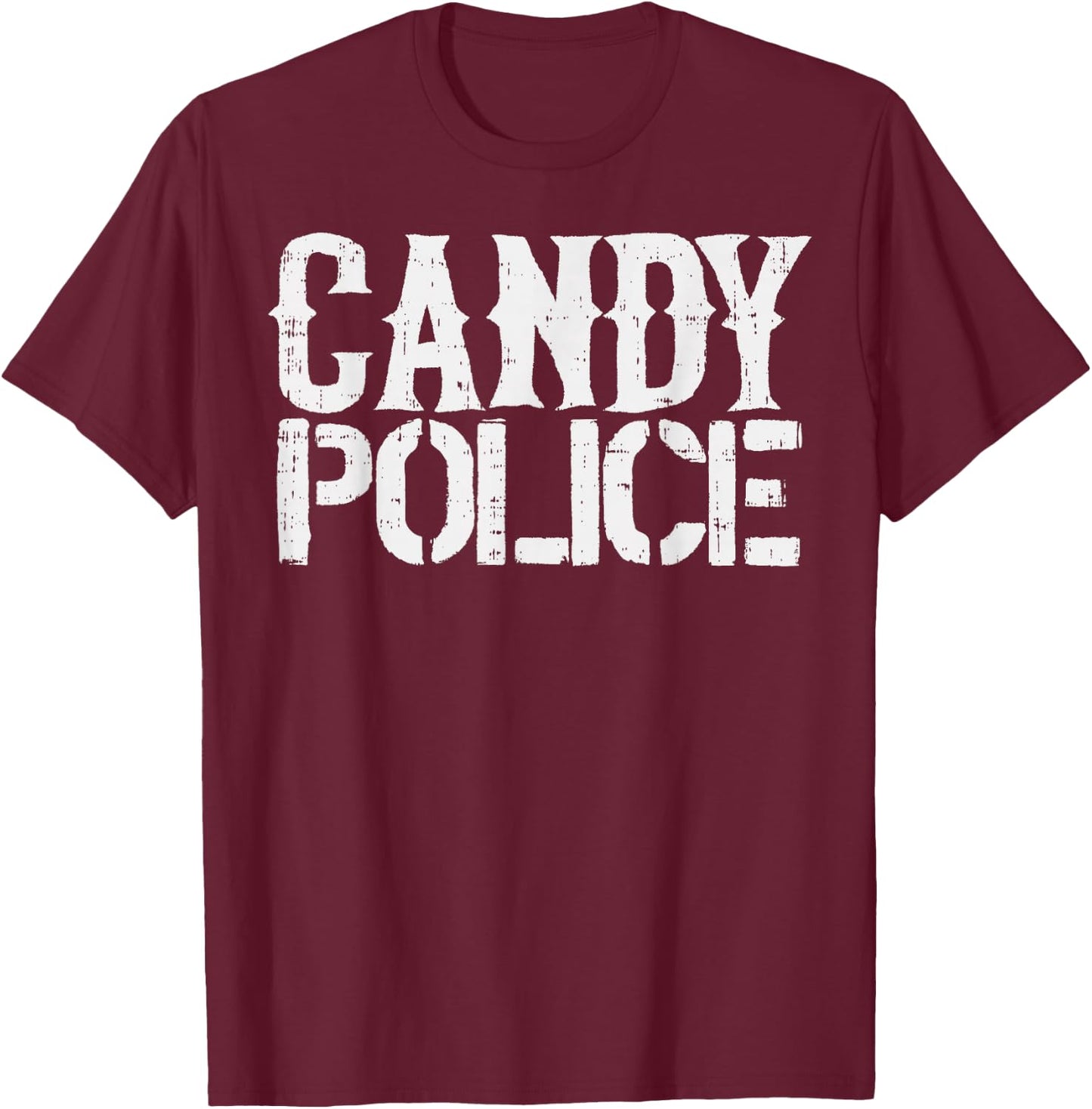 Candy Police Shirt Funny Parents Halloween Costume Party T-Shirt - T-Shirt | Maroon