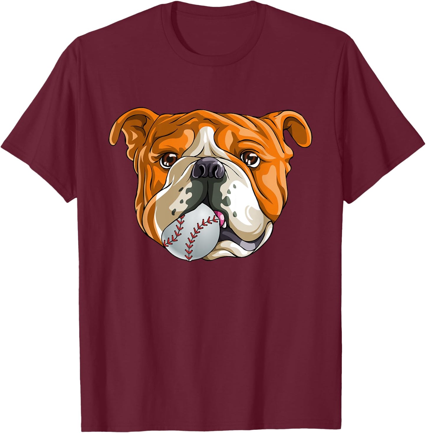 English Bulldog Baseball T Shirt Dog Funny Cute Lover T-Shirt - T-Shirt | Maroon