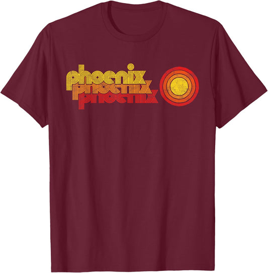 Retro Phoenix Arizona 80's Style Sun T-Shirt - T-Shirt | Maroon