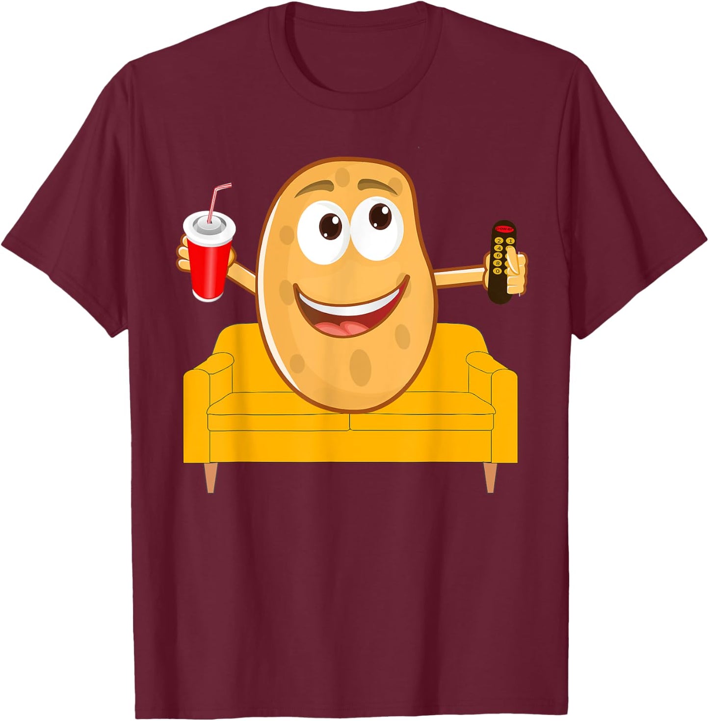 Couch Potato Shirt, Funny Halloween Costume Gag Gift T-Shirt - T-Shirt | Maroon